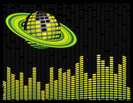 Disco planet city Иллюстрация