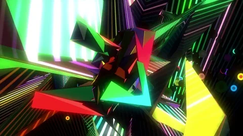 Disco Polygonal Neon Lights Stock Footage 72611158