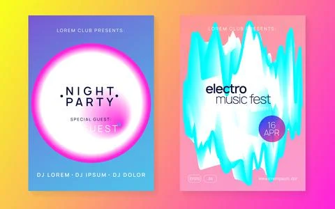 Disco Poster. Futuristic Pattern For Set Vector. Cool Art For Co Illustrazione stock