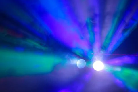 Disco rays in the smoke Stock Photos