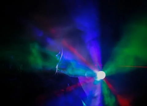 Disco rays in the smoke Stock Photos