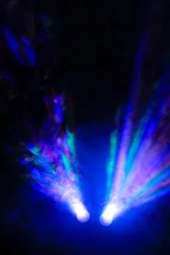 Disco rays in the smoke Stock Photos