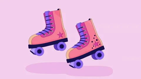 Disco rollerskating lo fi animated cartoon background Stock Footage 256914276