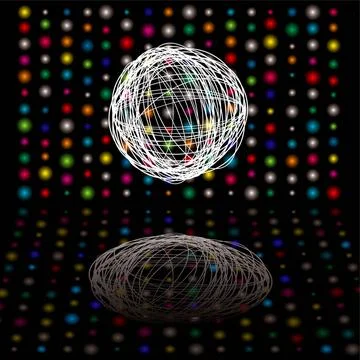 Disco scribble Disco bright lights with scribble ball on a black backgroun... Stock Photos