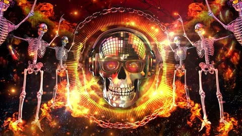 Disco Skulls In Hell 库存影片 342908608