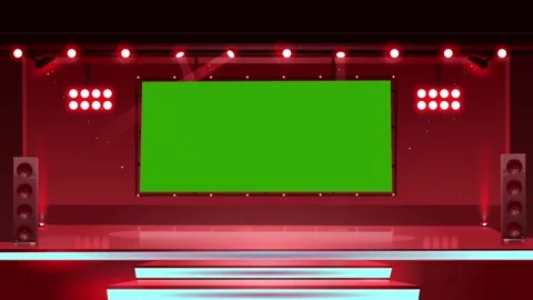 Disco stage animation with glowing light effects on green screen Stock Footage 315052378