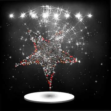 Disco star on night vector background Stock Illustration