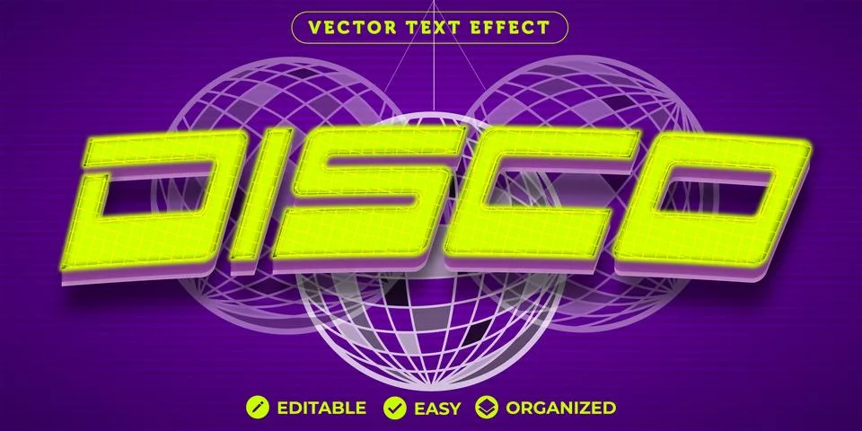 Disco Text Effect,Fully Editable Font Text Effect Stock Illustration