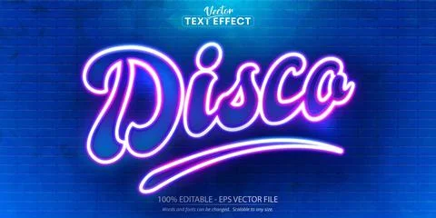 Disco text, neon style editable text effect Stock Illustration