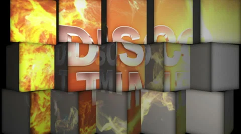 Disco Time in Falling Cubes, with Green Screen and Alpha Matte, Loop Stock Footage 30489145