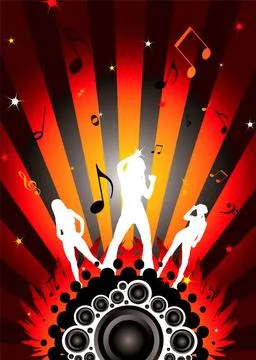 Disco trio modern dancing image with three sexy women silhouettes Copyrigh... Stock Photos