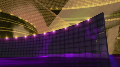 Disco virtual set stage dark gold Stock Footage