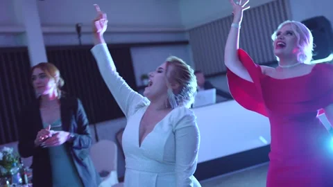 Disco at the wedding, bride dancing at the wedding Stock Footage 254108826