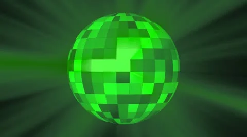 Discoball in green flashing light rays and rotating Stock-Footage 10937530