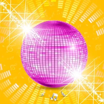 Discoball with music waves Stock Illustration
