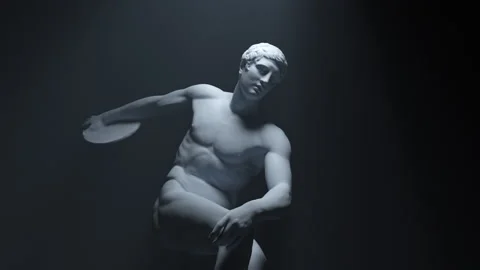 Discobolus Statue in a 3d animation Stock Footage 235623518