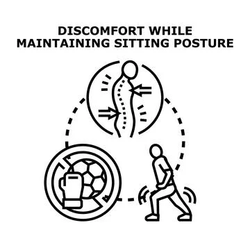 Discomfort maintaining sitting posture, back pain concept Stock Illustration