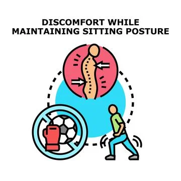 Discomfort maintaining sitting posture, back pain concept Stock Illustration
