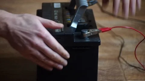 Disconnect the battery cables Video stock 35341803