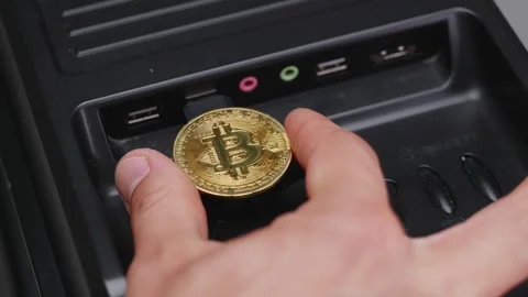 Disconnect BTC from computer. Deactivating bitcoin coin from blockchain by .. Stock Footage 251043281