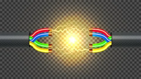 Disconnect Electric Cable Vector. Copper Wire Conductor. Communication Stock Illustration