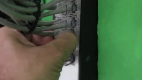 Disconnect internet network connection by unplugging the cable Stock Footage 287525634