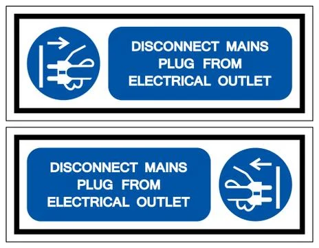 Disconnect Mains Plug From Electrical Outlet Symbol Sign,Vector Illustration, Illustrazione stock