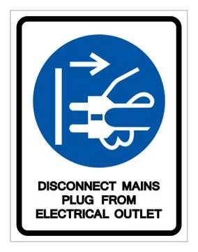 Disconnect Mains Plug From Electrical Outlet Symbol Sign,Vector Illustration, 库存插图