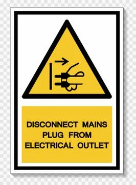 Disconnect Mains Plug From Electrical Outlet Symbol Sign Isolate On White Bac Stock Illustration