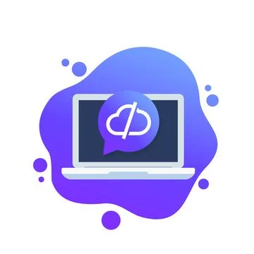 Disconnect from server icon with a laptop 스톡 일러스트