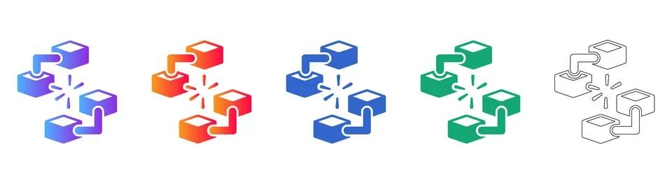 Disconnected Block Nodes Concept Set Stock Illustration