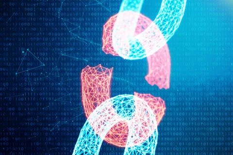 Disconnected, broken chain, digital block chain technology. Cryptocurrency Stock Illustration