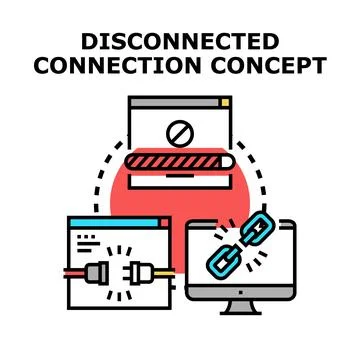 Disconnected connection concept showing internet communication problem Illustrazione stock