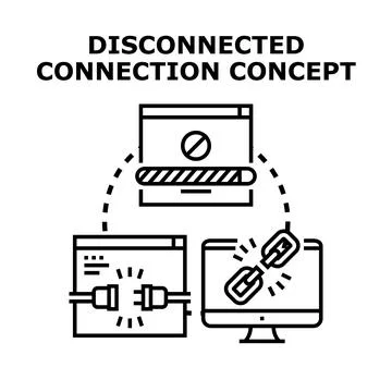 Disconnected connection concept showing internet communication problem イラスト素材