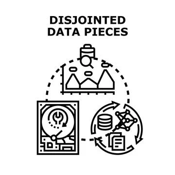 Disconnected data pieces forming digital ecosystem repair cycle Stock Illustration