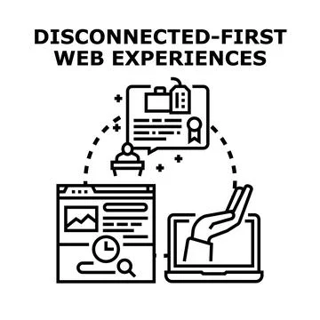 Disconnected first web experiences concept illustration Stock Illustration