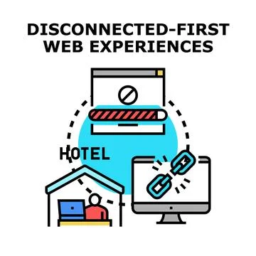 Disconnected first web experiences icon representing poor internet connectivi イラスト素材
