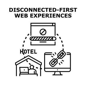 Disconnected first web experiences icon representing poor internet connectivi イラスト素材
