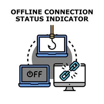 Disconnected indicator, phishing, and cybersecurity concept Stock Illustration