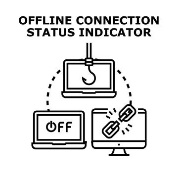 Disconnected indicator, phishing, and cybersecurity concept Stock Illustration