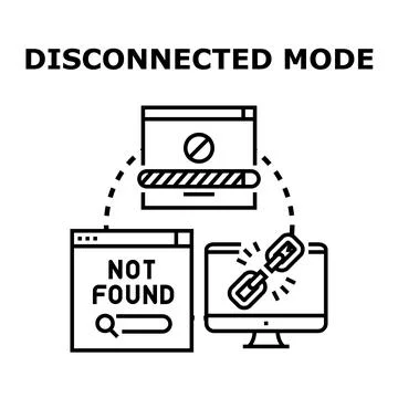 Disconnected mode concept with network error illustration Stock Illustration