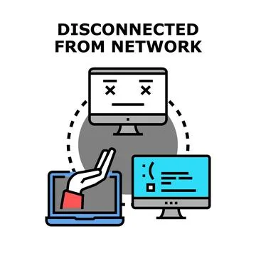 Disconnected from network concept, error, and problem Stock Illustration