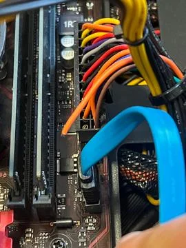 Disconnected Power Cable on Computer Motherboard Stock Photos