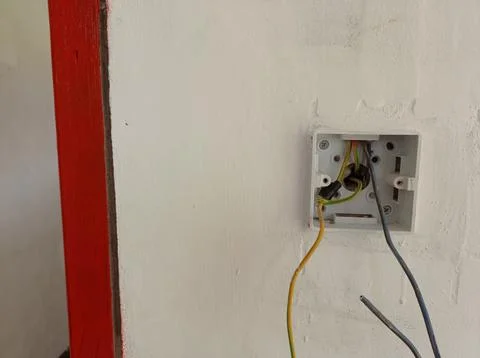 A disconnected power switch, a cable that goes out Stock Photos