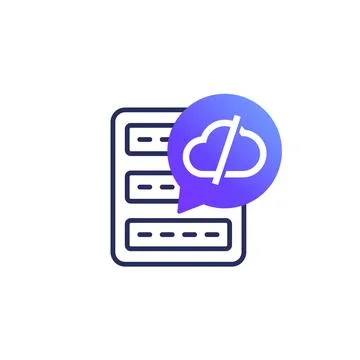 Disconnected server icon, server offline vector Illustrazione stock
