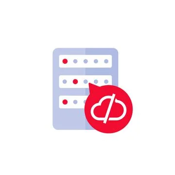 Disconnected server vector icon on white, server offline Illustrazione stock