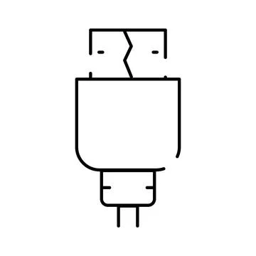 Disconnected usb cable line icon Stock Illustration