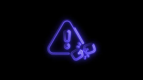 Disconnected warning sign neon style electric plug isolated on black backgr.. Stock Footage 314542287