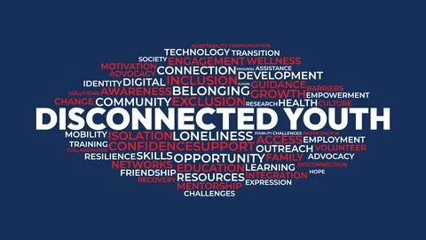 Disconnected Youth Word Cloud Design for Social Awareness Poster Youth Ment.. Stock Illustration