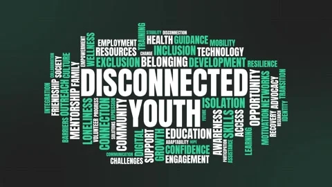Disconnected Youth Word Cloud Typography Animation Background on Social Iso.. Stock Footage 341620730